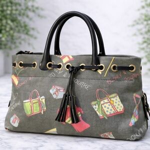 Dooney & Bourke Mini Tassel Tote Shoulder Bag Handbag Purse Smoky Glay BLK NWOT